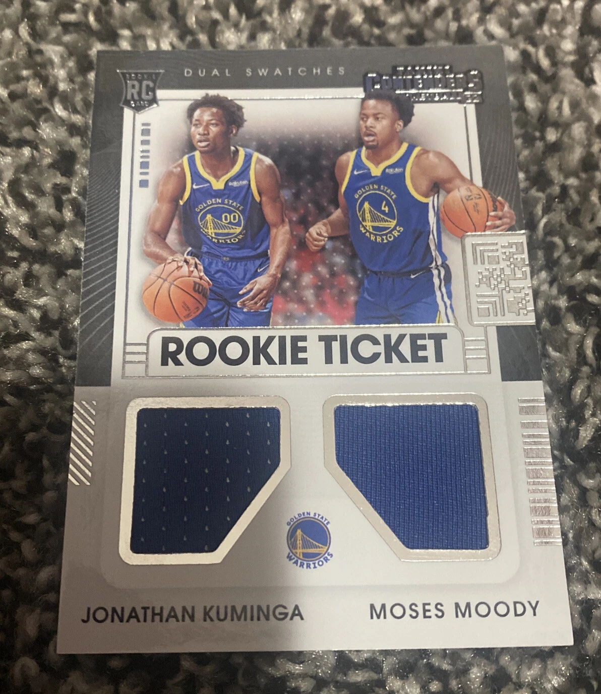 2022 Contenders Rookie Ticket Dual Patch Jonathan Kuminga / Moses Moody RT2-GSW
