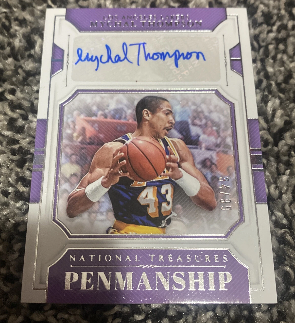 Mychal Thompson 2018-19 National Treasures PENMANSHIP Auto #/99! LAKERS CHAMPION
