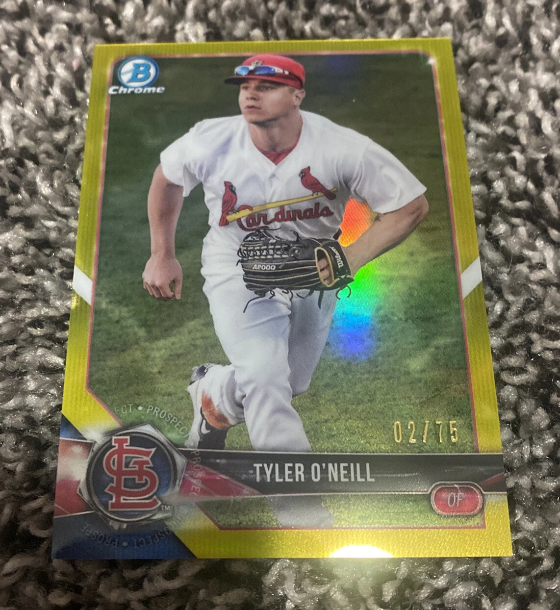 2018 Bowman Chrome Canary Yellow Refractor #BCP15 Tyler O'Neill /75 - NM
