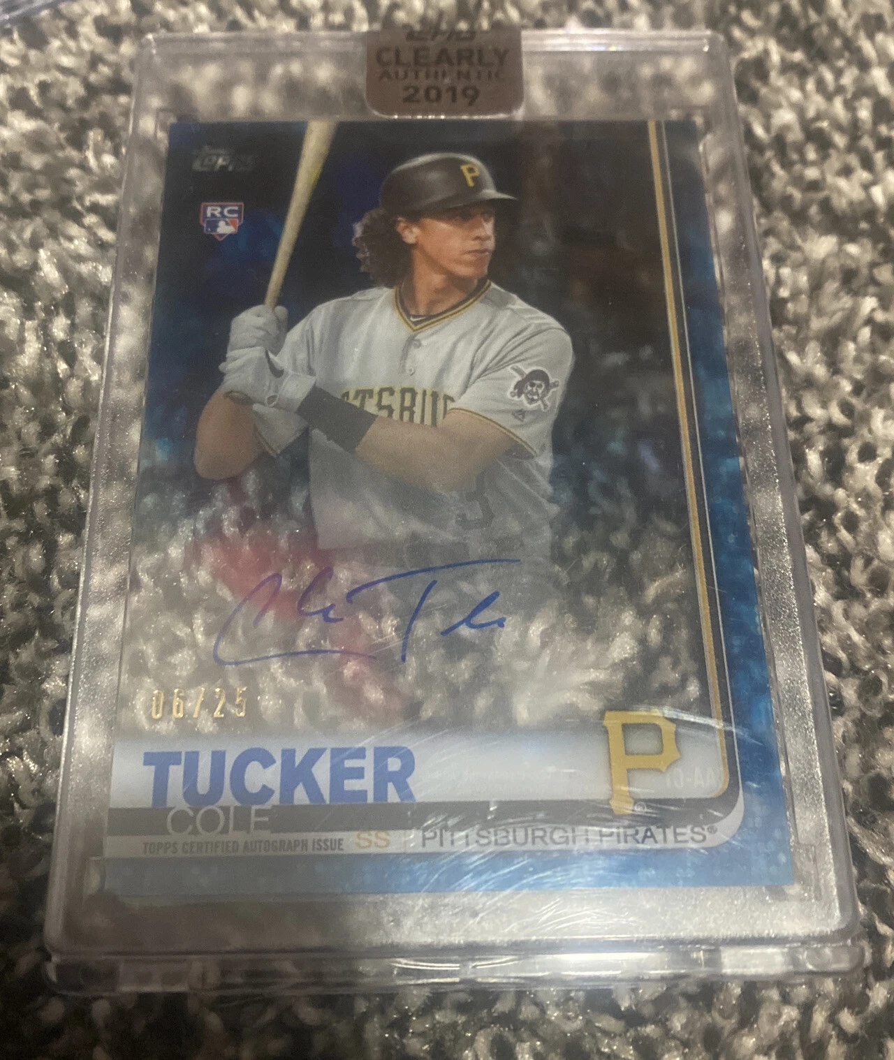 2019 Topps Clearly Authentic Cole Tucker Auto BLUE 6/25 SSP RC #CAA-CT Pirates
