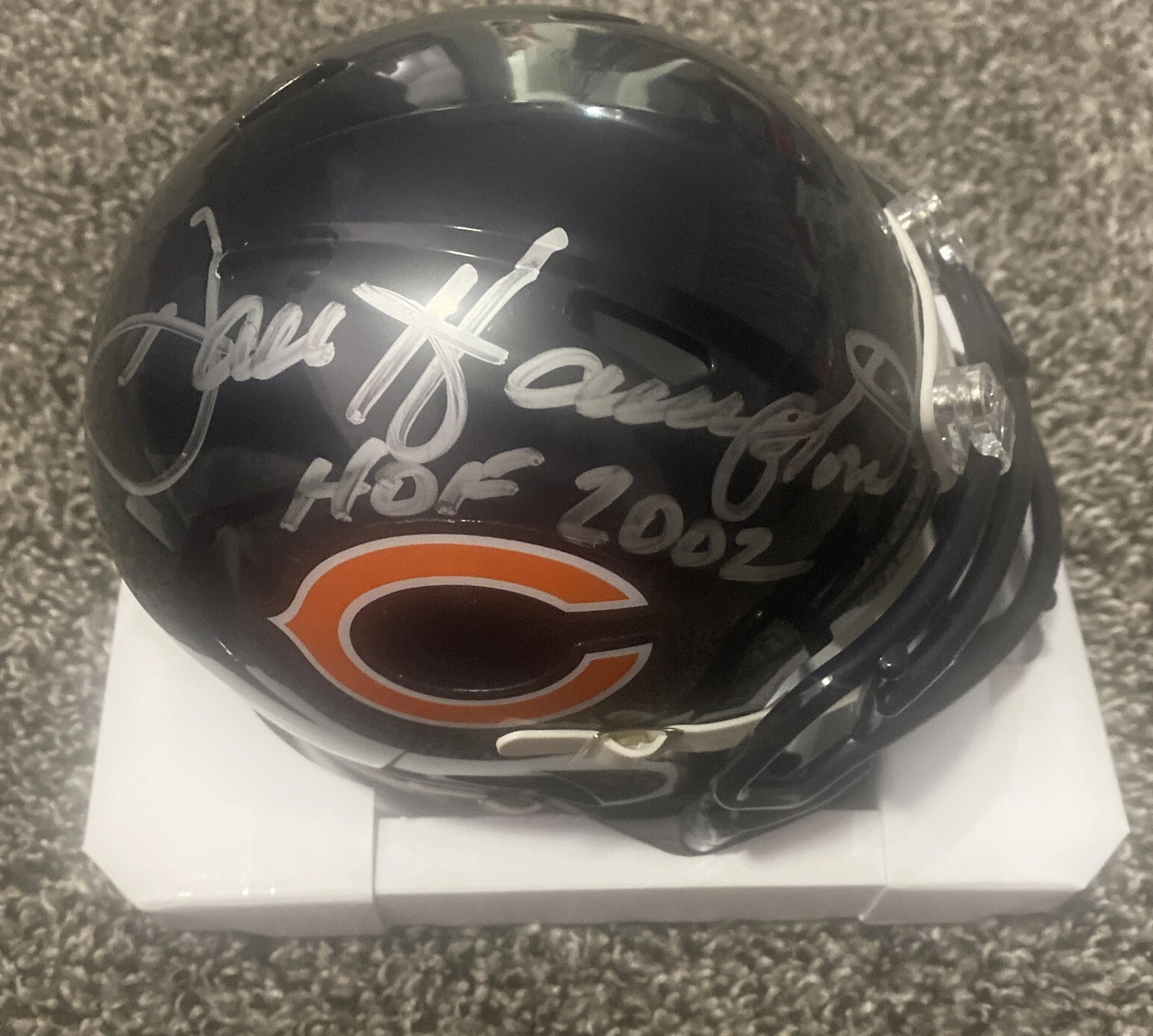 Autographed Dan Hampton Chicago Bears SPEED Mini Helmet Beckett Witness COA
