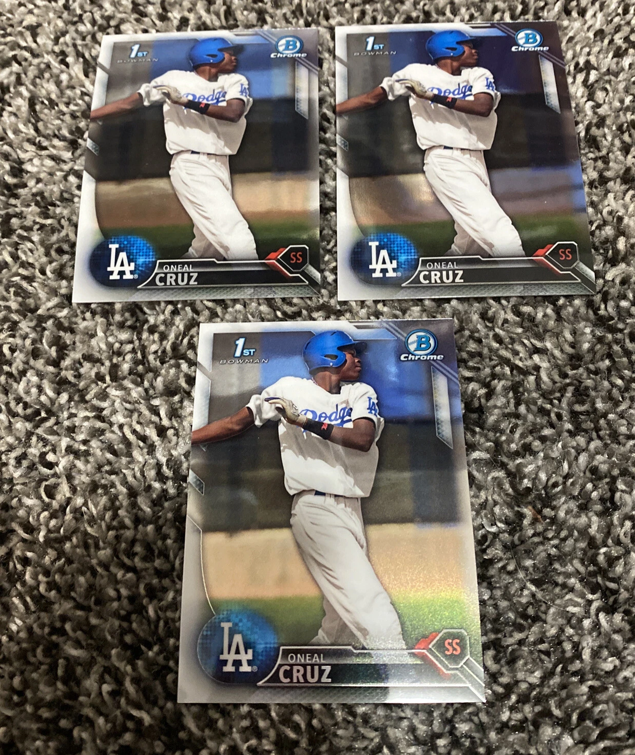 2016 Bowman Chrome Oneal Cruz Lot Of 3 Pirates Dodgers 1st
