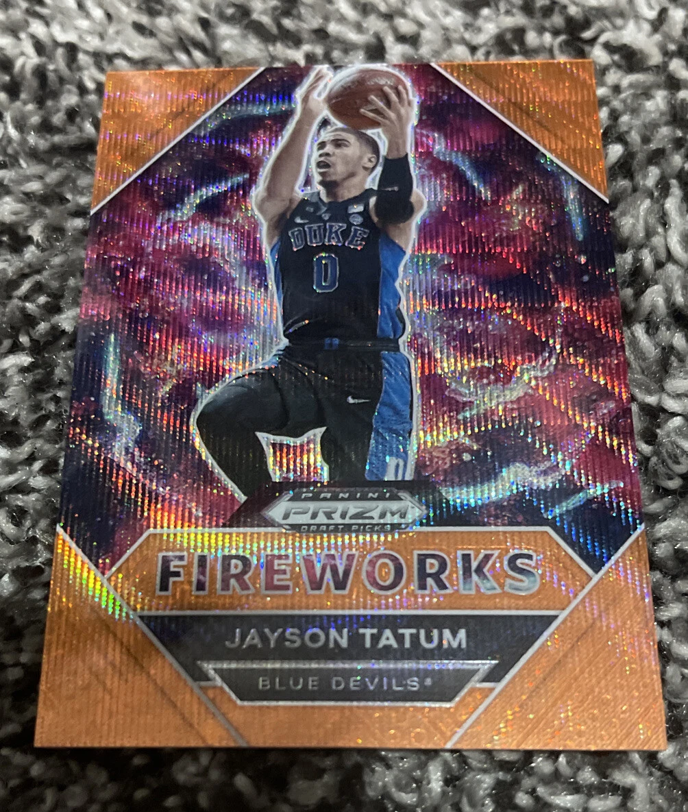 2021 Panini Prizm Draft Picks Jayson Tatum Orange Wave Fireworks #’d 57/75
