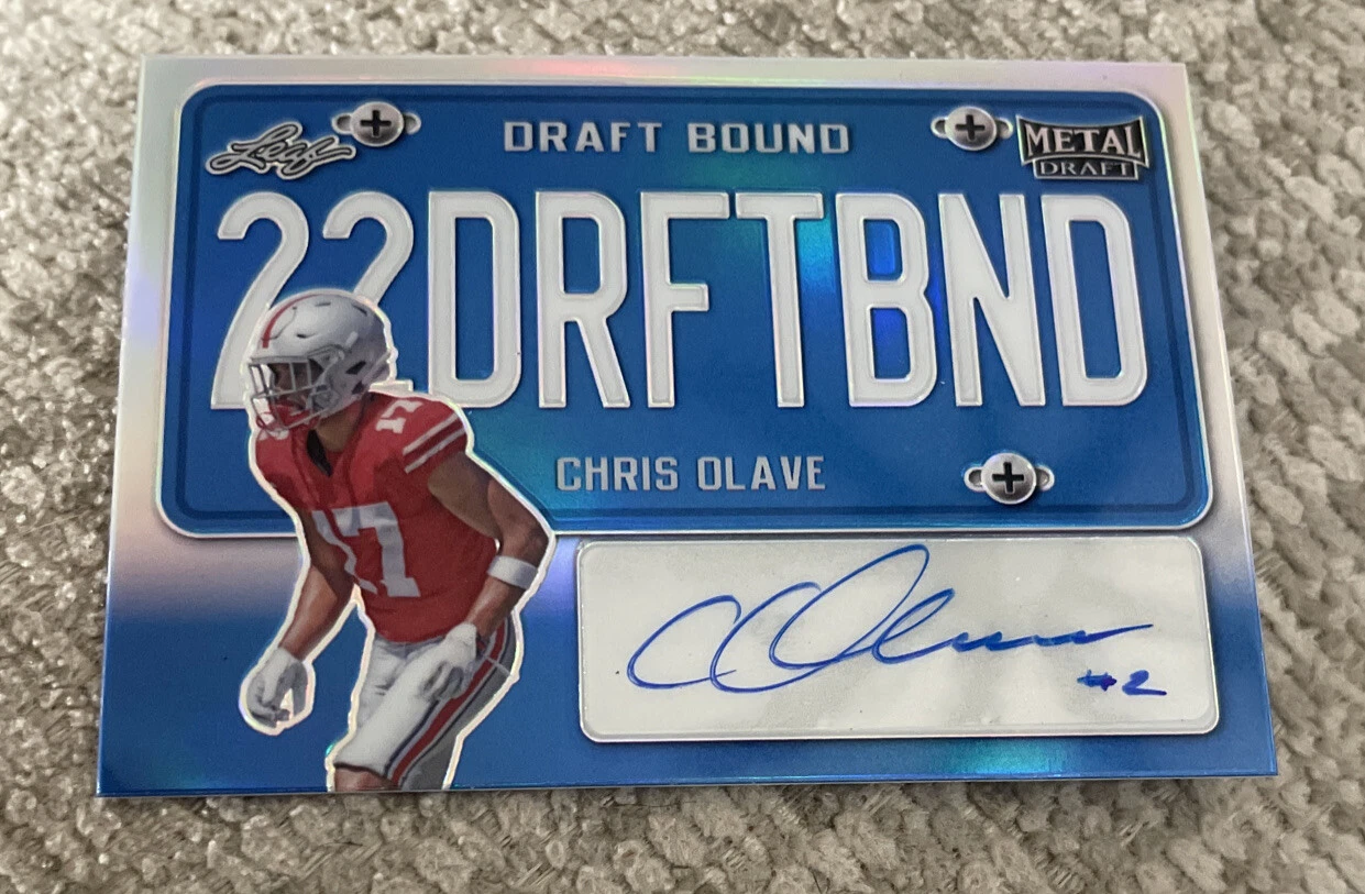 2022 LEAF METAL DRAFT CHRIS OLAVE BLUE PRIZM RC REFRACTOR AUTO SIGNATURE 12/30
