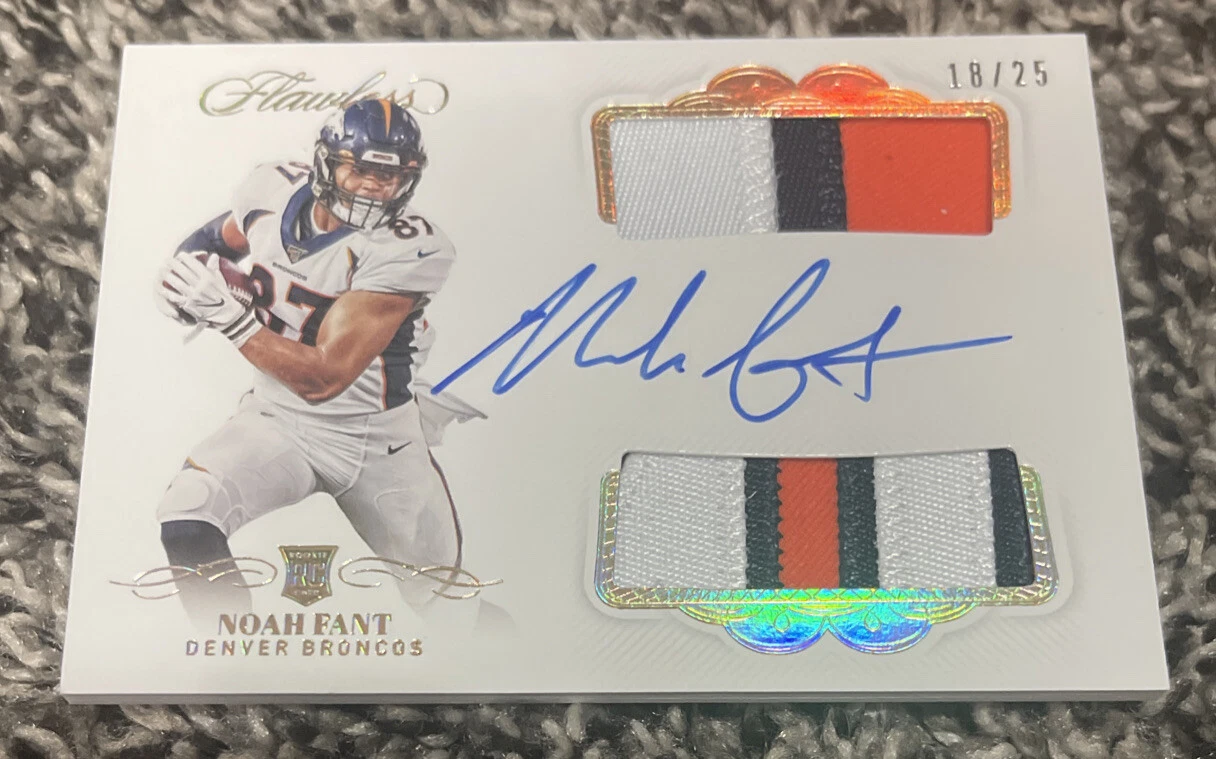 2019 Panini Flawless Noah Fant RPA Rc Patch Autograph 18/25 Gold On Card Auto
