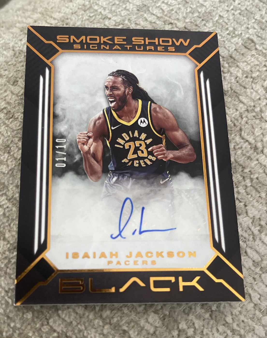 2021-22 Panini Black Smoke Show Signatures Isaiah Jackson 1/10 Pacers Auto
