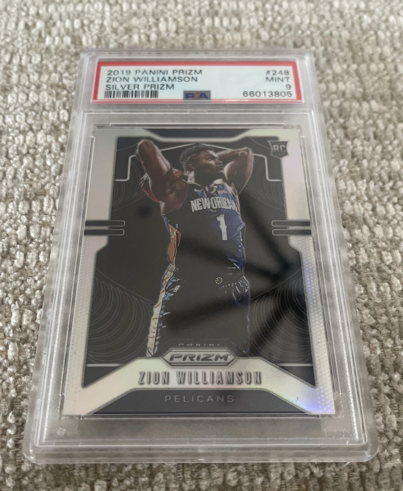 2019 PANINI PRIZM SILVER PRIZMS ZION WILLIAMSON ROOKIE #248 PSA 9 MINT
