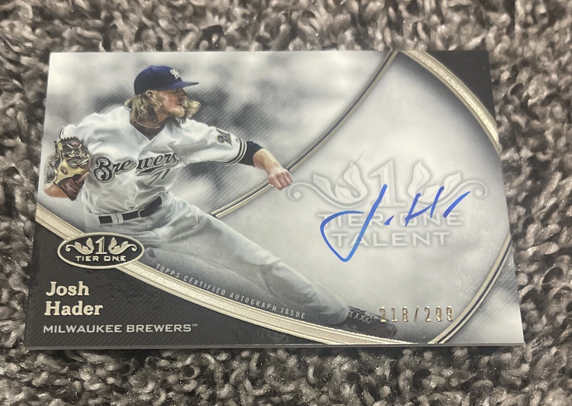 2020 Topps Tier One Josh Hader Tier One Talent Auto /299 TITA-JHA Brewers Padres

