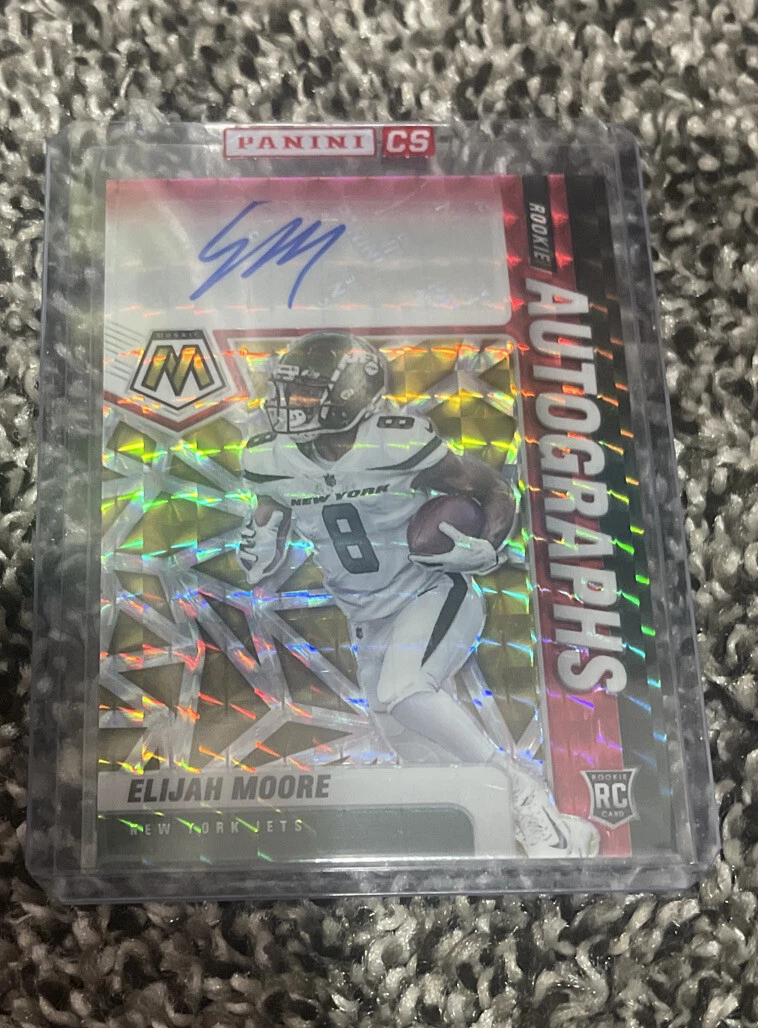 2021 Mosaic Choice Red Green AUTO- ELIJAH MOORE- Jets RC??- Panini Seal
