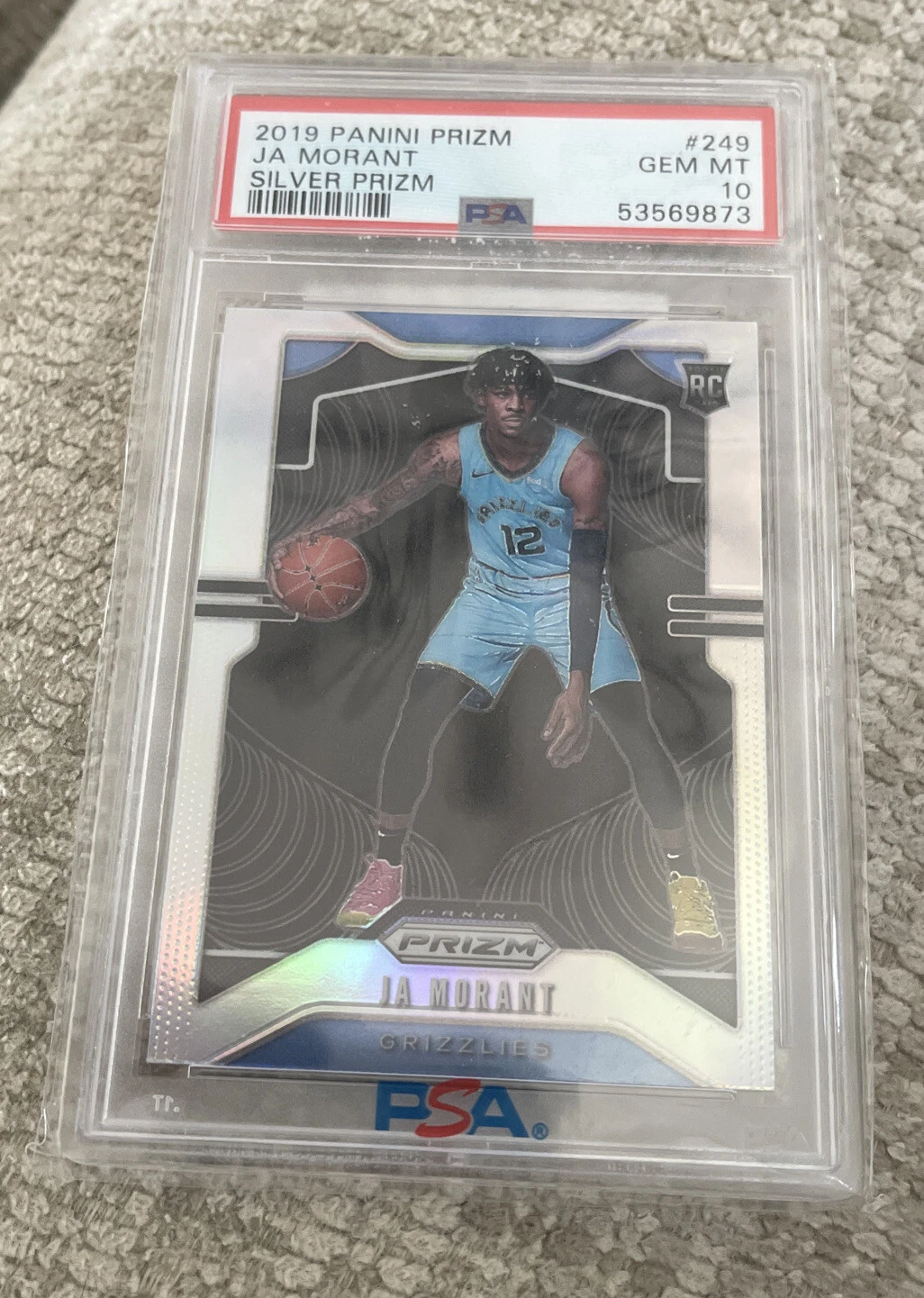 2019-20 Panini Silver Prizm #249 Ja Morant Grizzlies RC Rookie PSA 10 SSP
