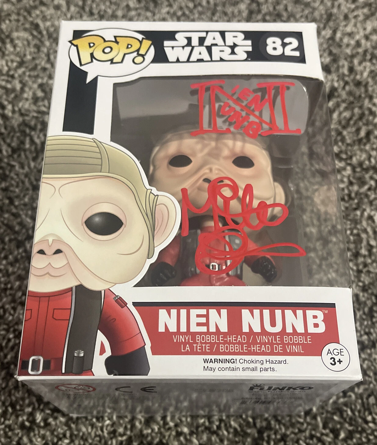Mike Quinn Star Wars Movies signed Nien Nunb Funko Pop Figure JSA Coa
