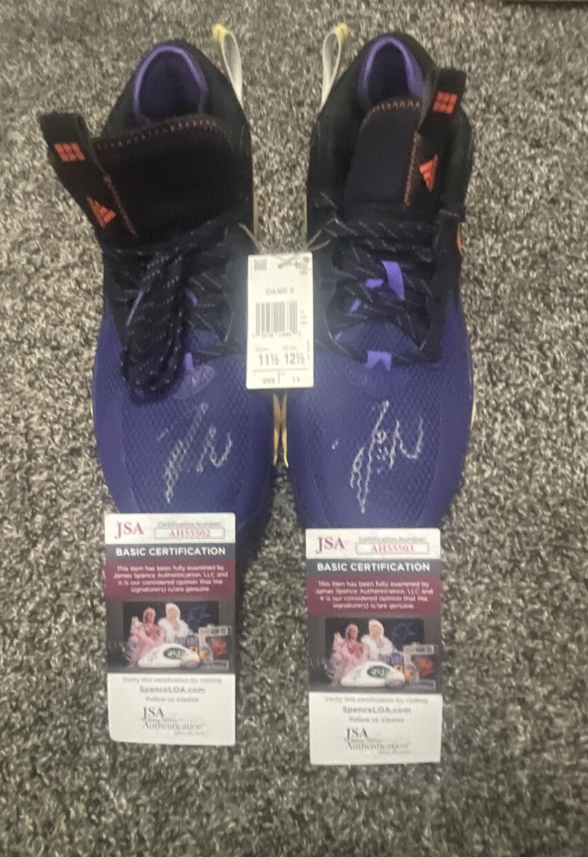 Damian Lillard Signed Adidas Dame 8 Shoes HONORING BLACK EXCELLENCE JSA COA
