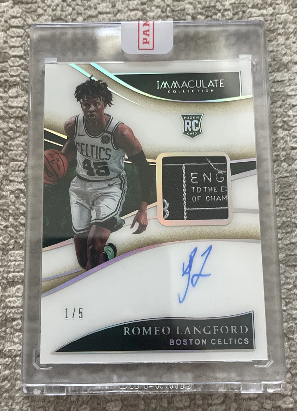 2019-20 Panini Immaculate Fotl Rookie LAUNDRY TAG Auto Romeo Langford RPA 1/5
