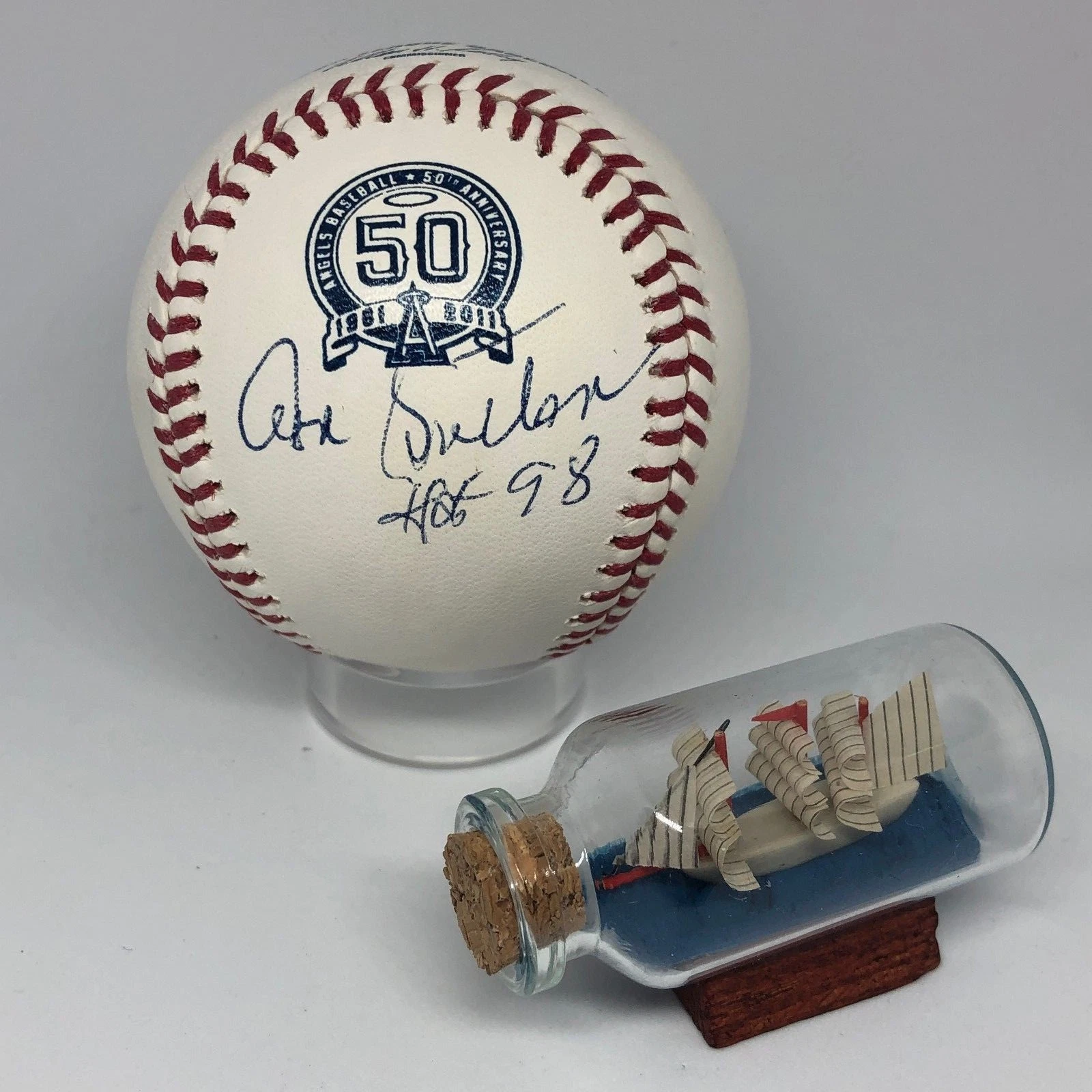 Don Sutton signed Rawlings Angels 50th Logo Baseball JSA Angels Inscribed A884
