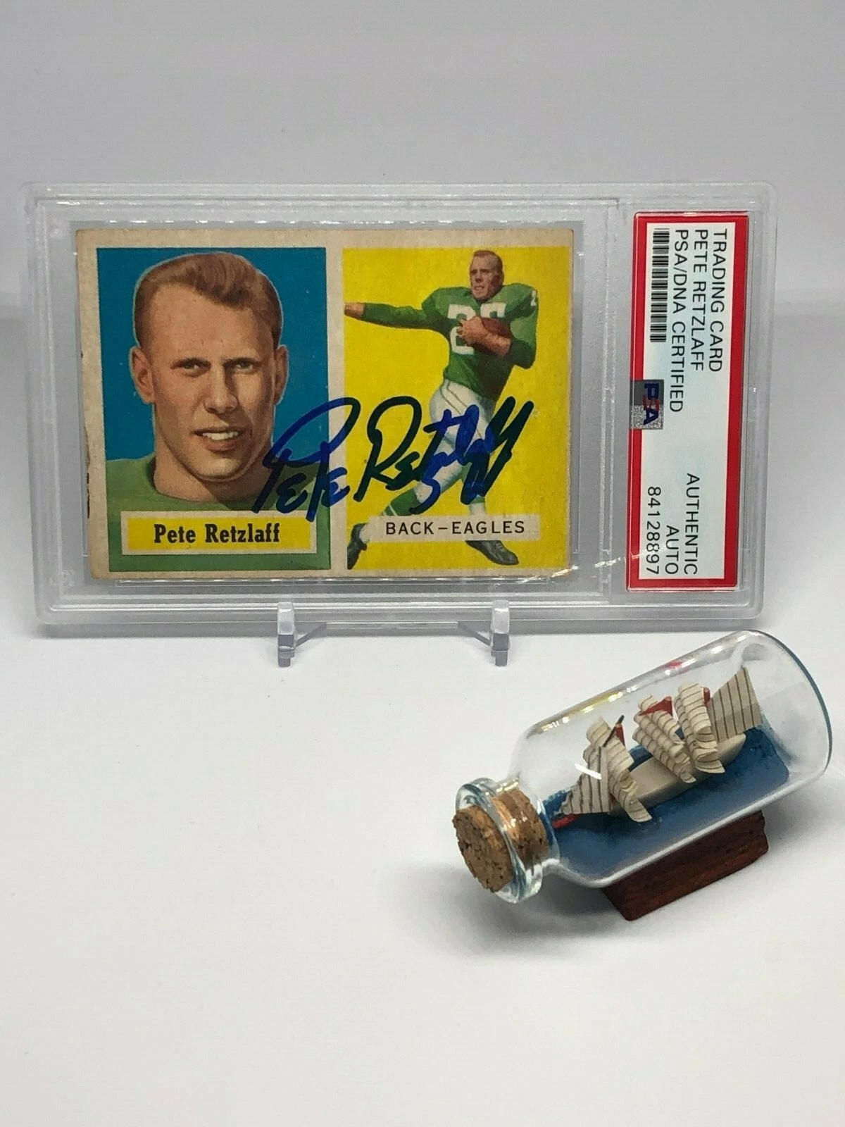 Pete Retzlaff signed 1957 Topps Rookie Card PSA DNA Slabbed Auto Eagles HOF C225
