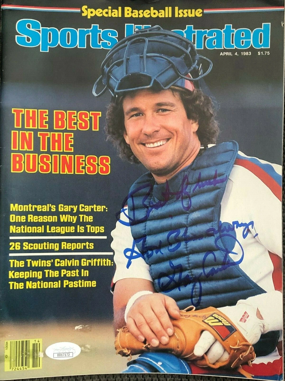 Gary Carter signed Sports Illustrated JSA COA Mets HOF inscribed All Star E31
