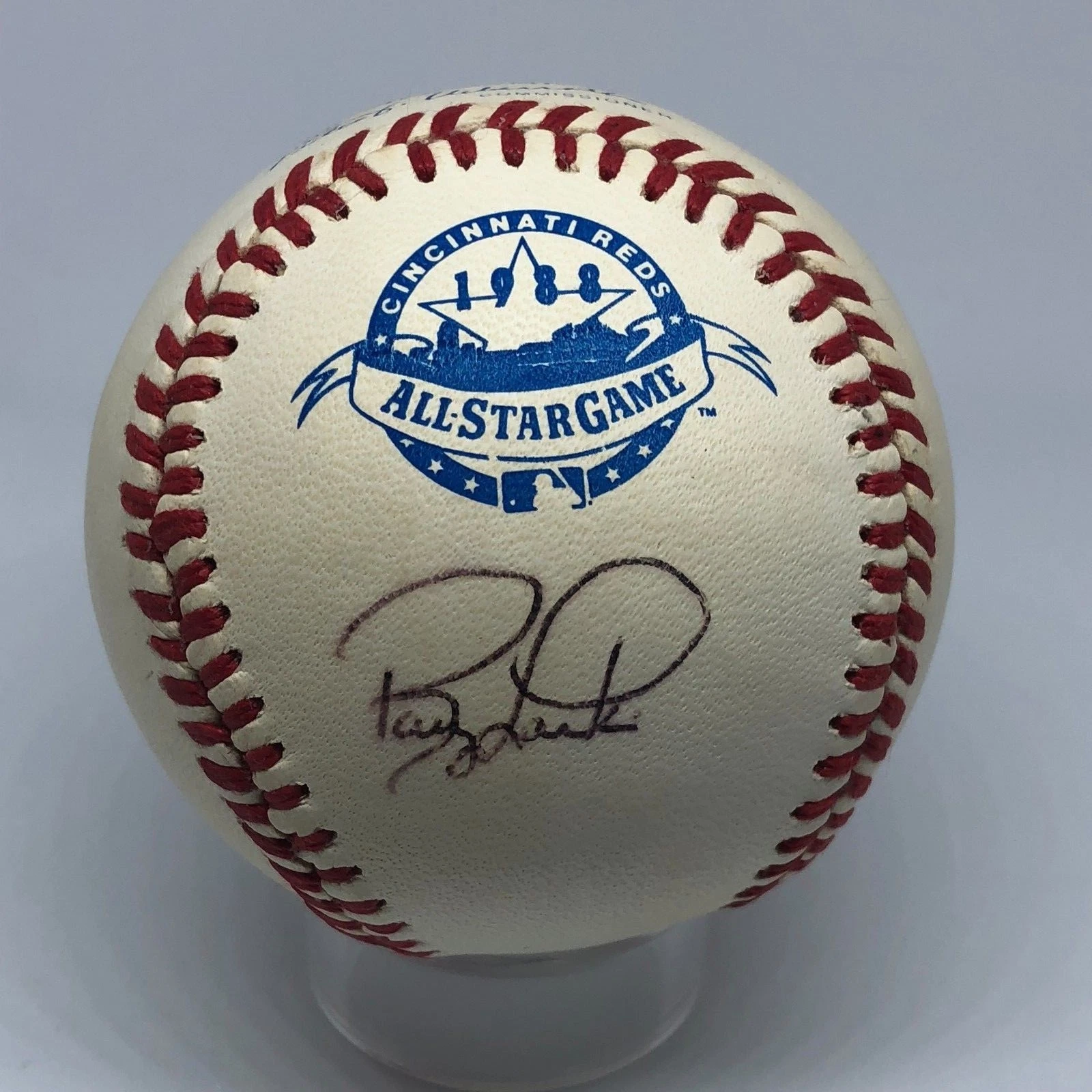 Barry Larkin signed Rawlings Original 1988 All Star Baseball SGC HOF Reds A473
