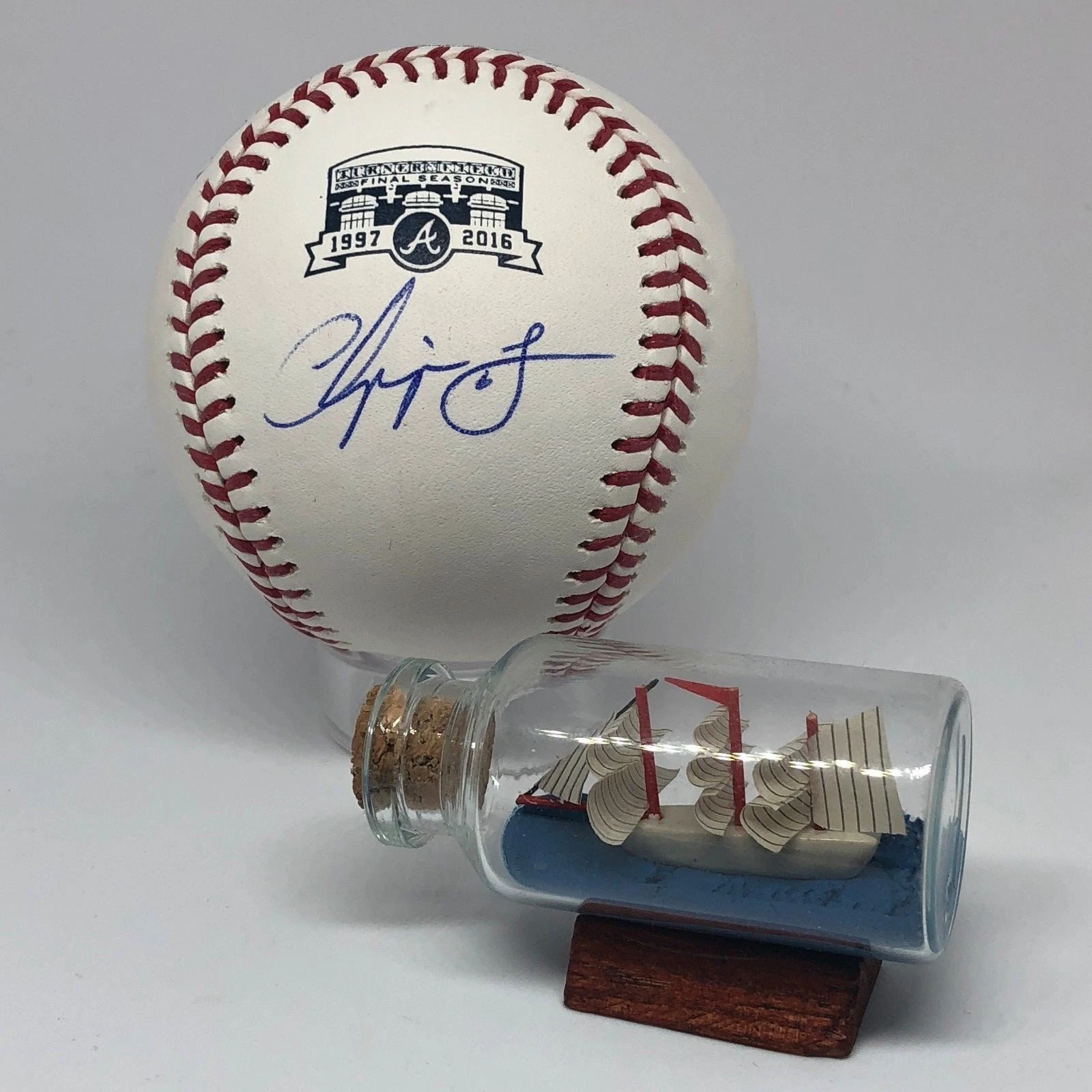 Chipper Jones signed Rawlings Turner Field Braves Logo Baseball JSA HOF A471
