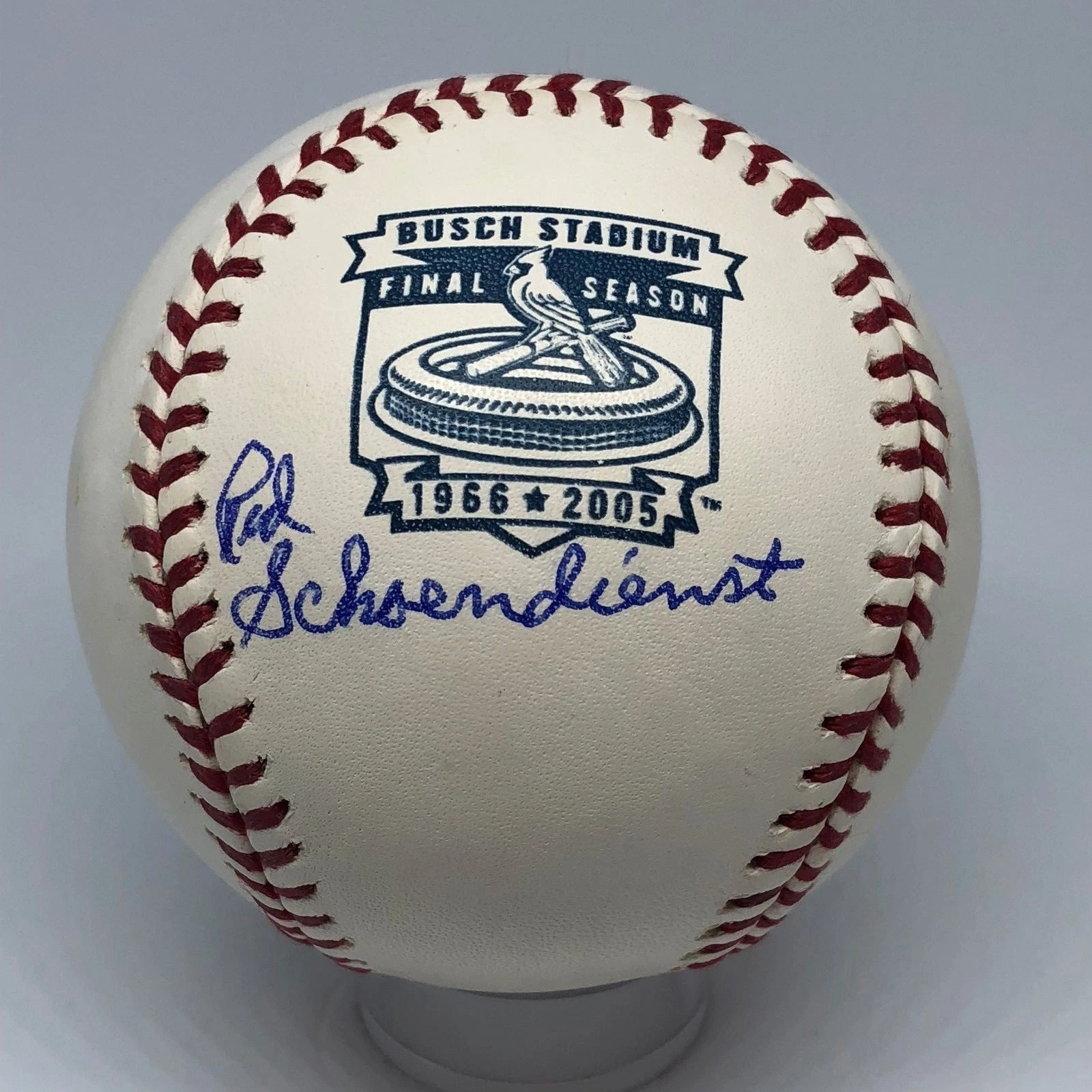 Red Schoendienst signed Rawlings Cardinals Busch Stadium Logo Baseball JSA A112
