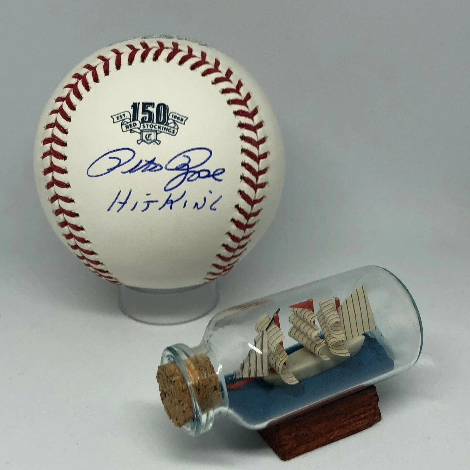 Pete Rose signed Rawlings Reds Logo Baseball JSA COA Inscribed Hit King A1340
