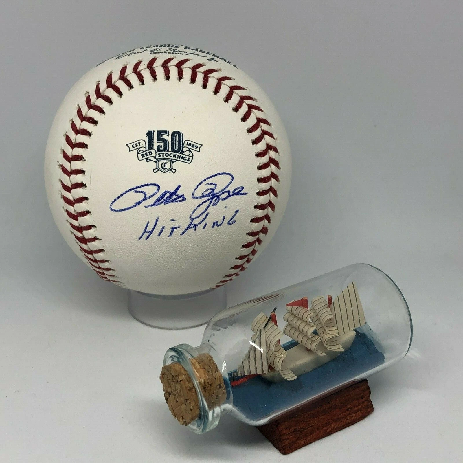 Pete Rose signed Rawlings Reds Logo Baseball JSA COA Inscribed Hit King A1342
