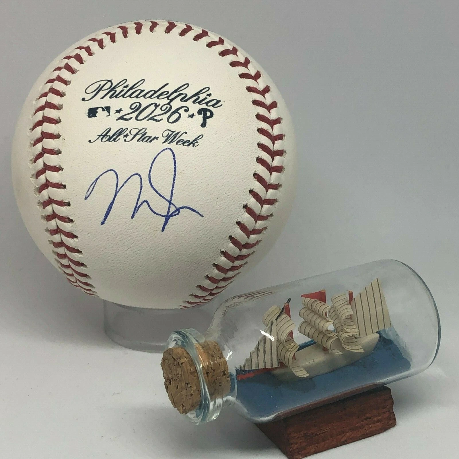 Mike Trout signed Rawlings 2026 All Star Logo Baseball MLB HOLO Rare HOF A1556
