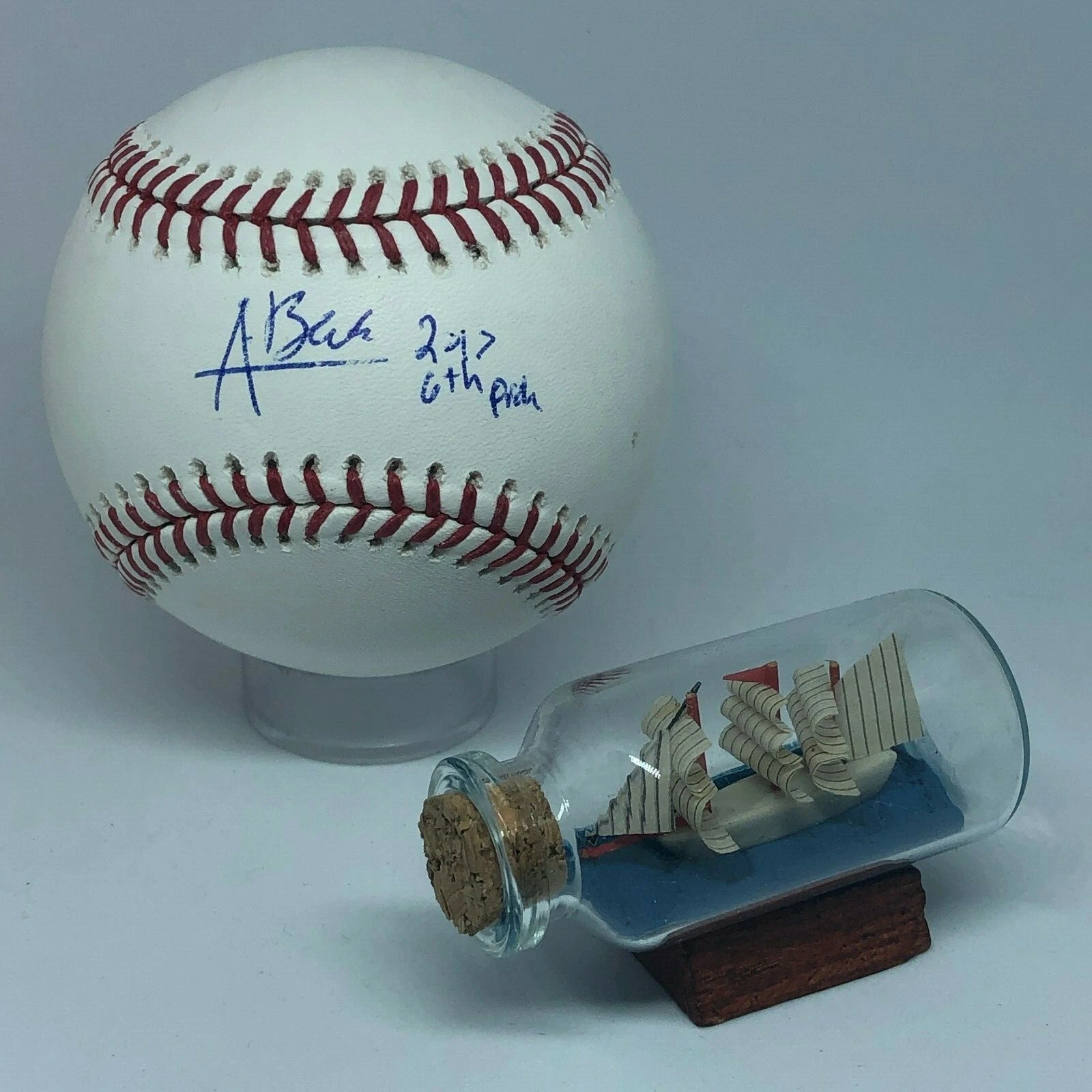 Austin Beck signed Rawlings OML Baseball JSA COA Inscribed A's Prospect A1681
