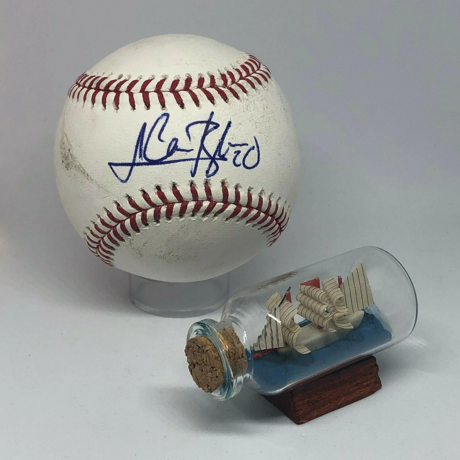 Lewis Brinson signed Rawlings OML Baseball JSA COA Brewers A1503
