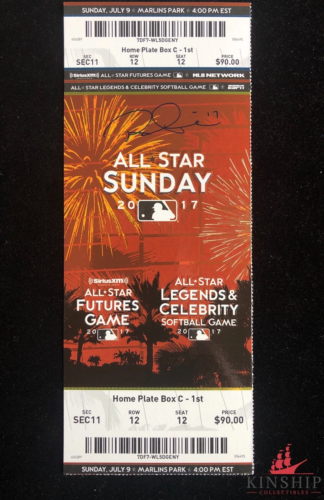 Rhys Hoskins signed 2017 All Star Futures Game Ticket JSA COA Phillies Z226
