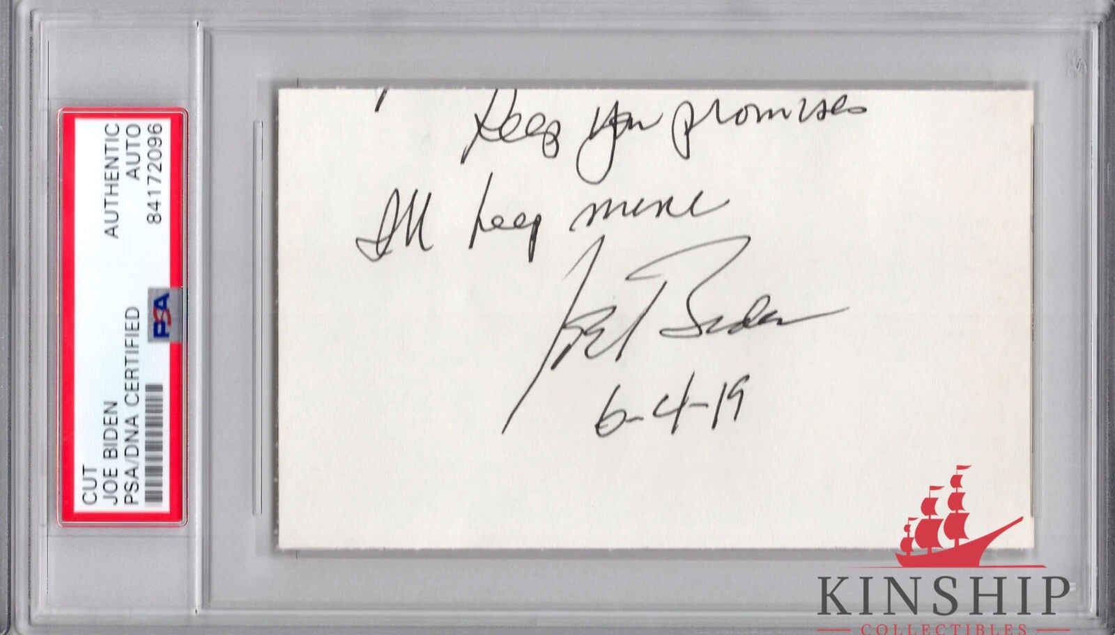 Vice President Joe Biden signed 3x5 cut PSA DNA Slabbed Auto Democrat C344
