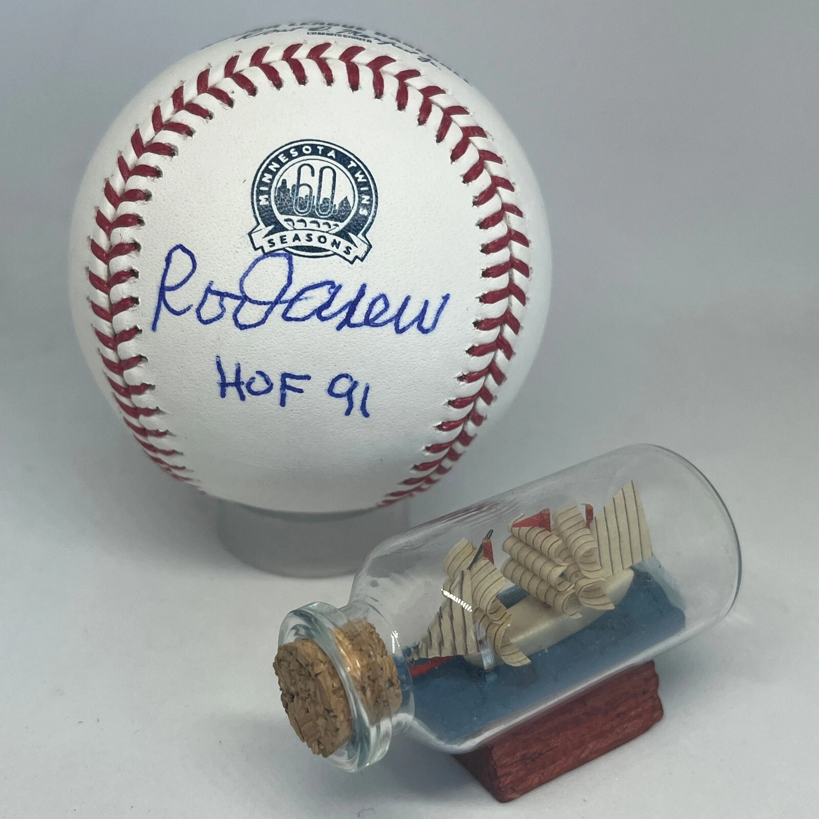 Rod Carew signed Rawlings Twins 60th Ann Logo Baseball JSA Inscribed HOF A2022
