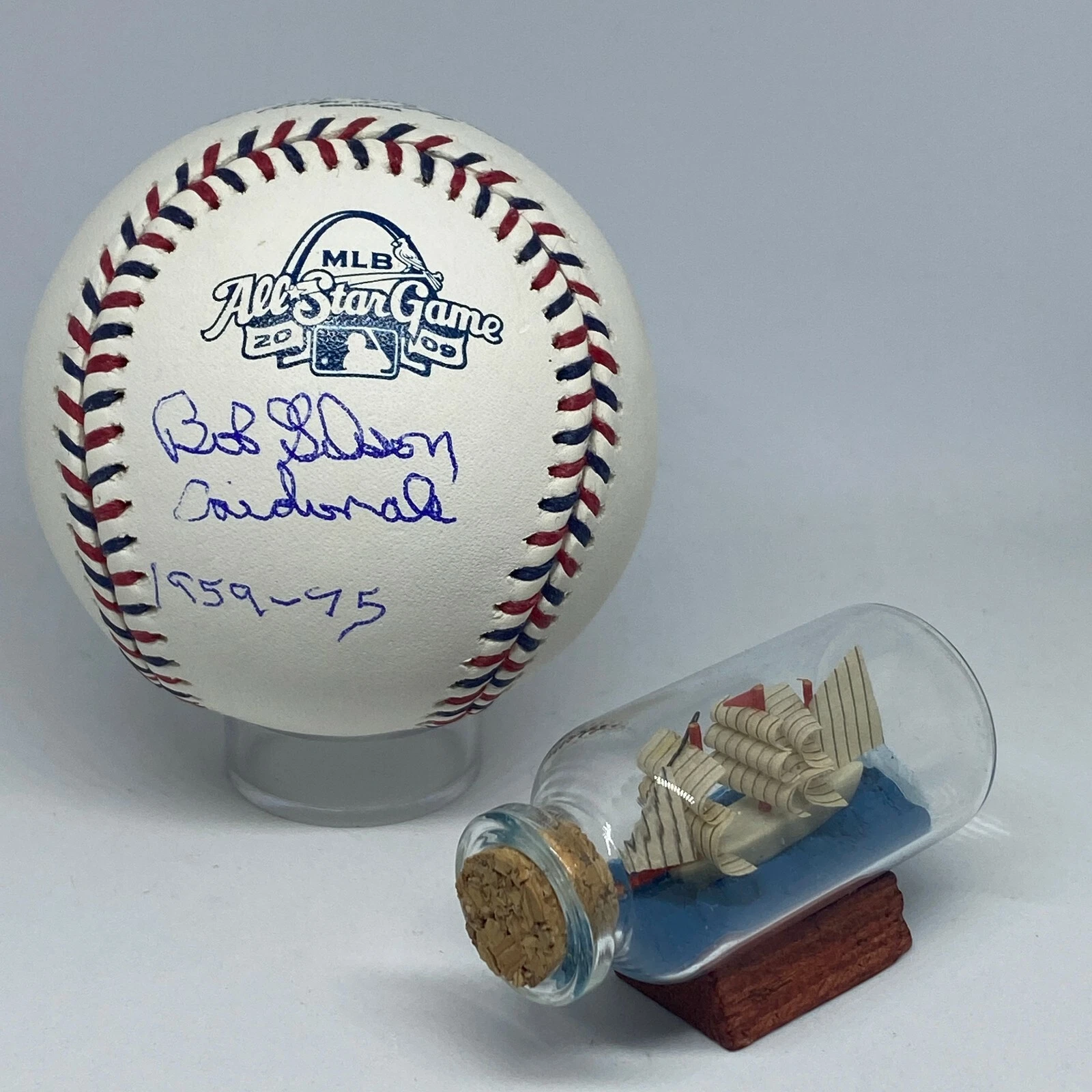 Bob Gibson signed Rawlings 2009 All Star Logo Baseball JSA Inscribed Rare A2043
