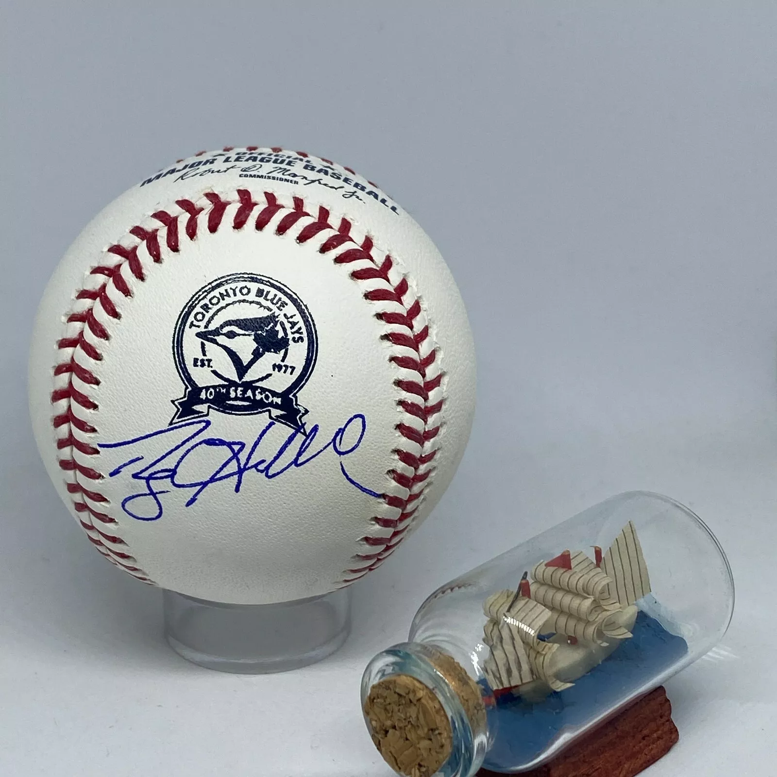Roy Halladay signed Rawlings Blue Jays Logo Baseball JSA Rare Phillies HOF A2050
