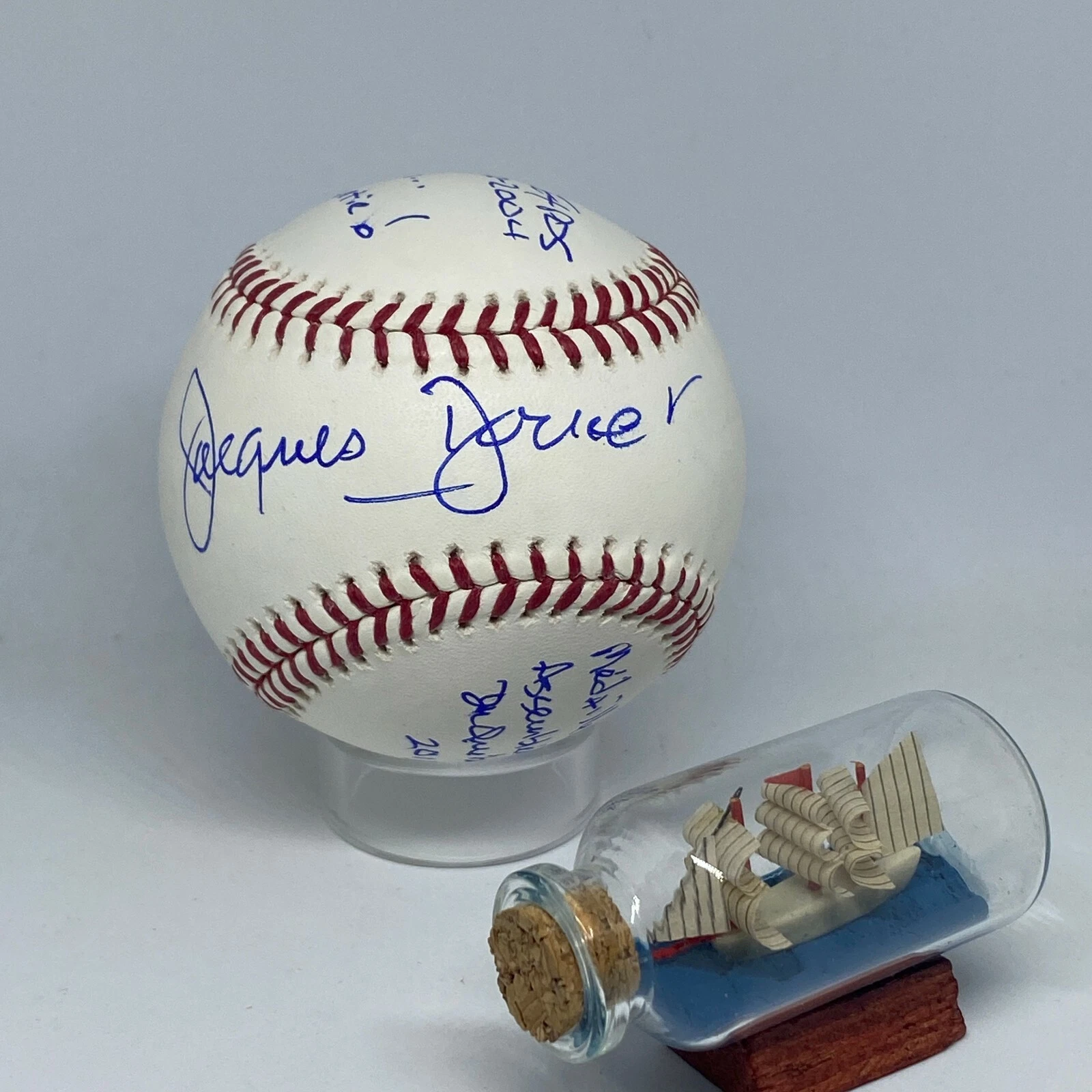 Broadcaster Jacques Doucet signed Rawlings OML Baseball JSA COA Expos HOF A2056
