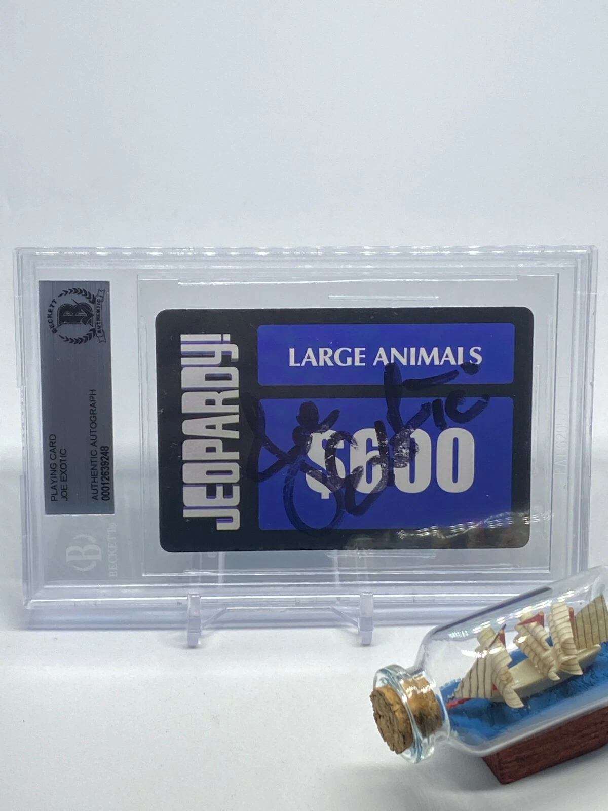 Joe Exotic signed Jeopardy Card Beckett BAS Slabbed Auto Rare Tiger King C674
