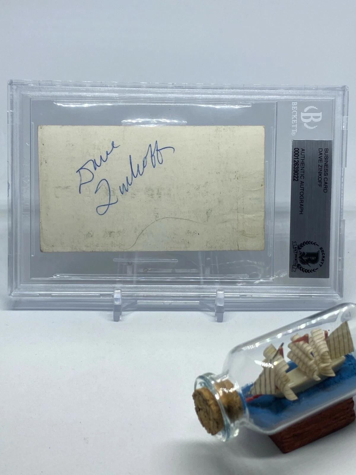 Broadcaster Dave Zinkoff signed Business Card Beckett BAS Auto Sixers C679
