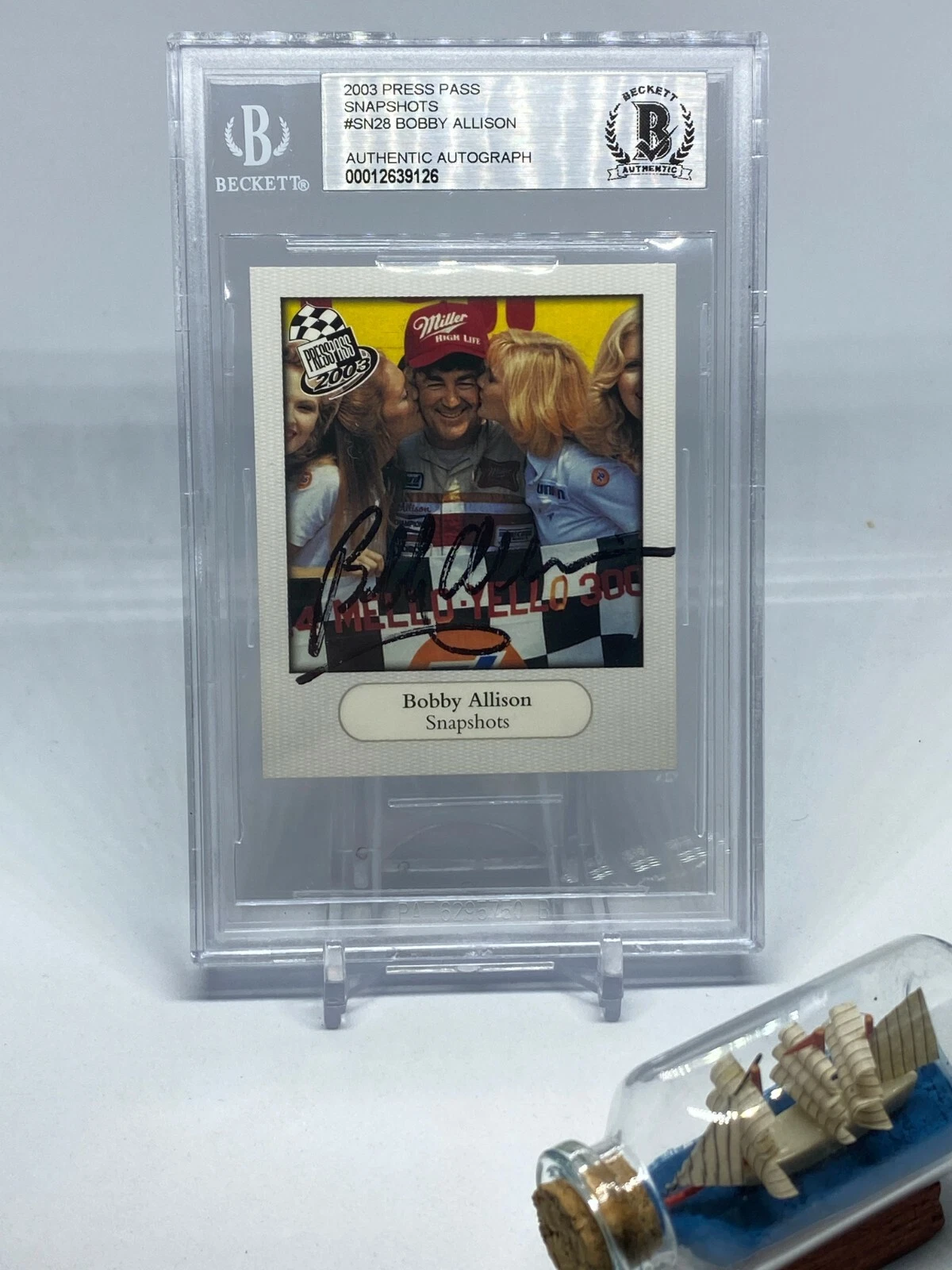 Bobby Allison signed Trading Card Beckett BAS Slabbed Auto Nascar Legend C651
