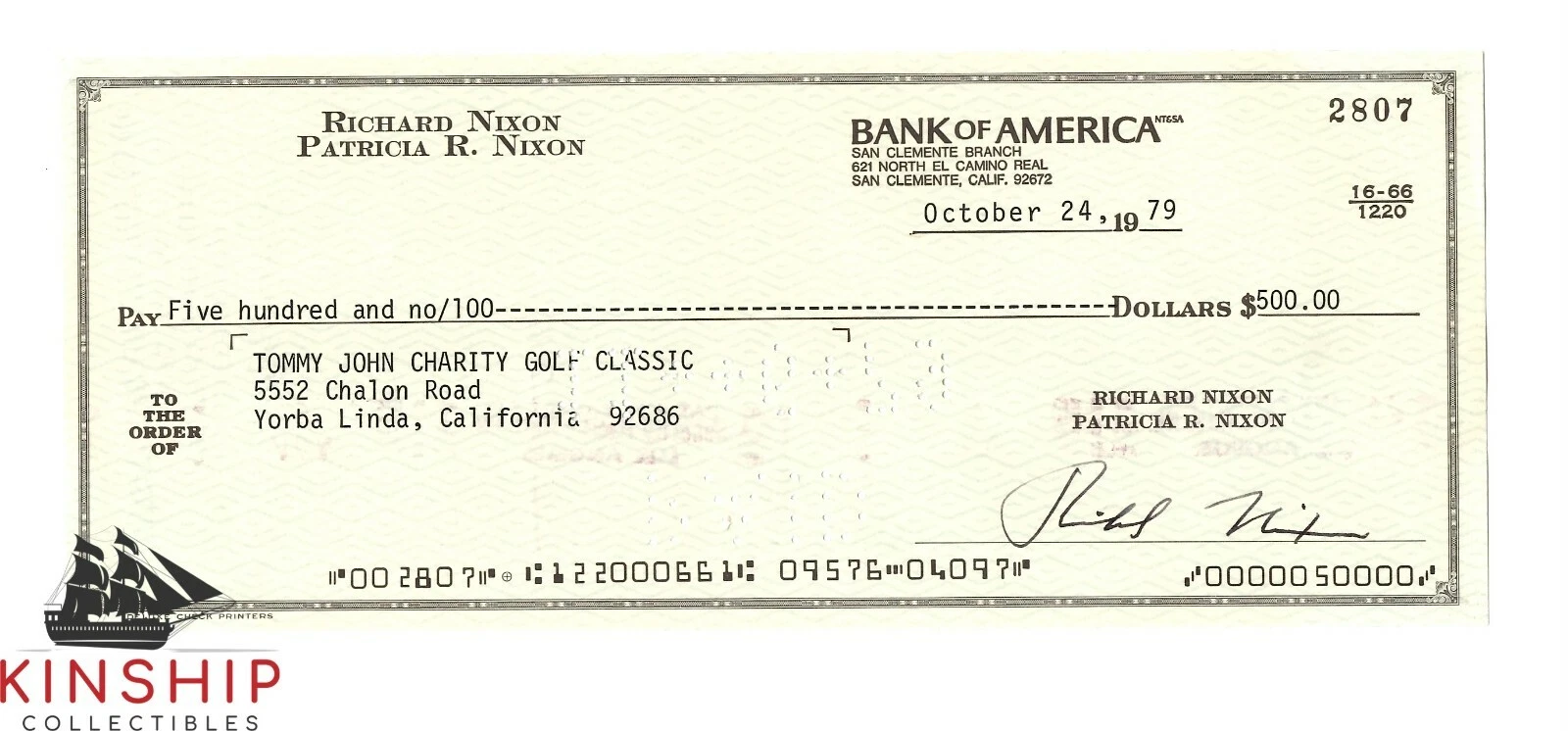 President Richard Nixon signed Check JSA LOA Rare Item d.1994 Clean Z595
