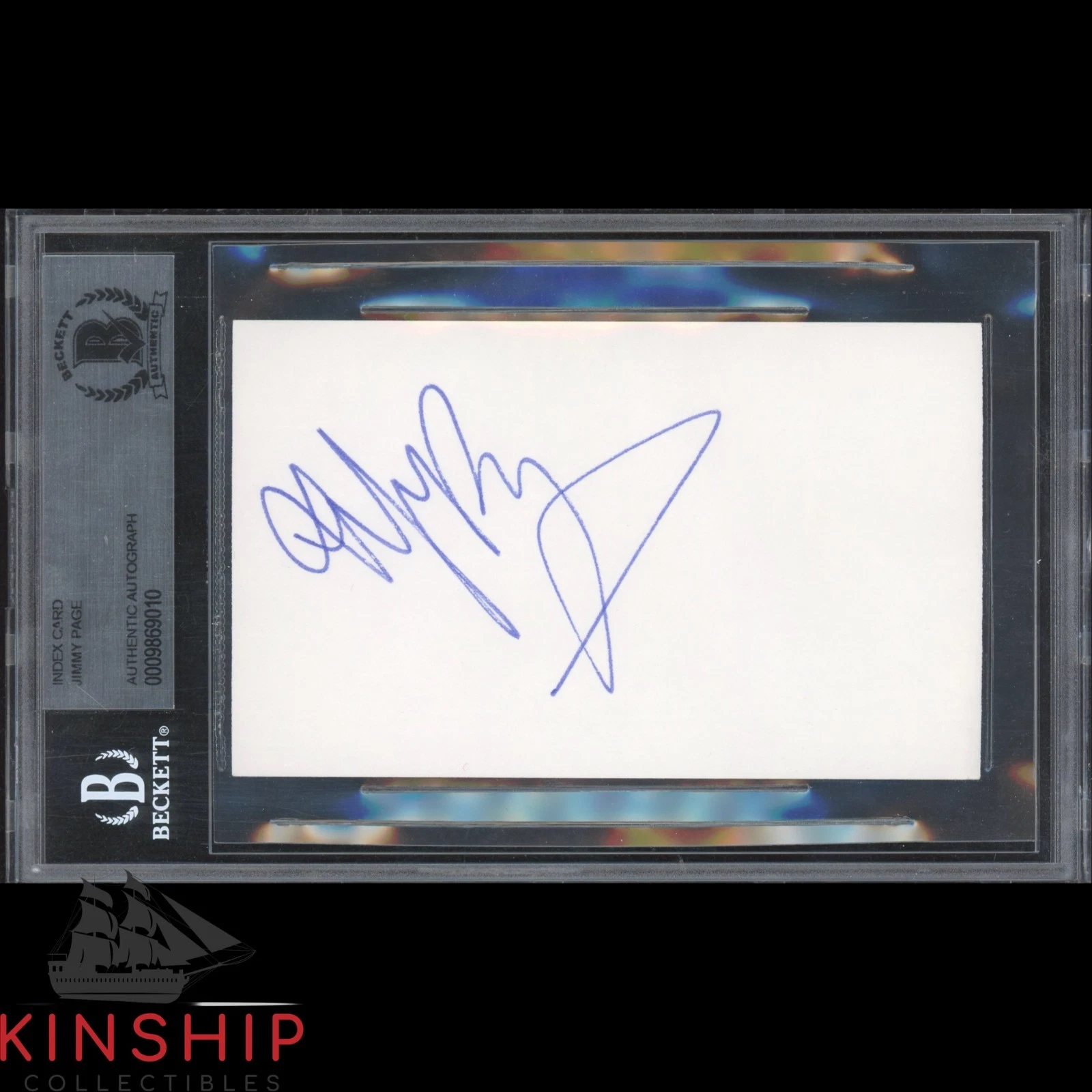 Jimmy Page signed Index Card Beckett BAS Slabbed Led Zeppelin Vintage Auto C714
