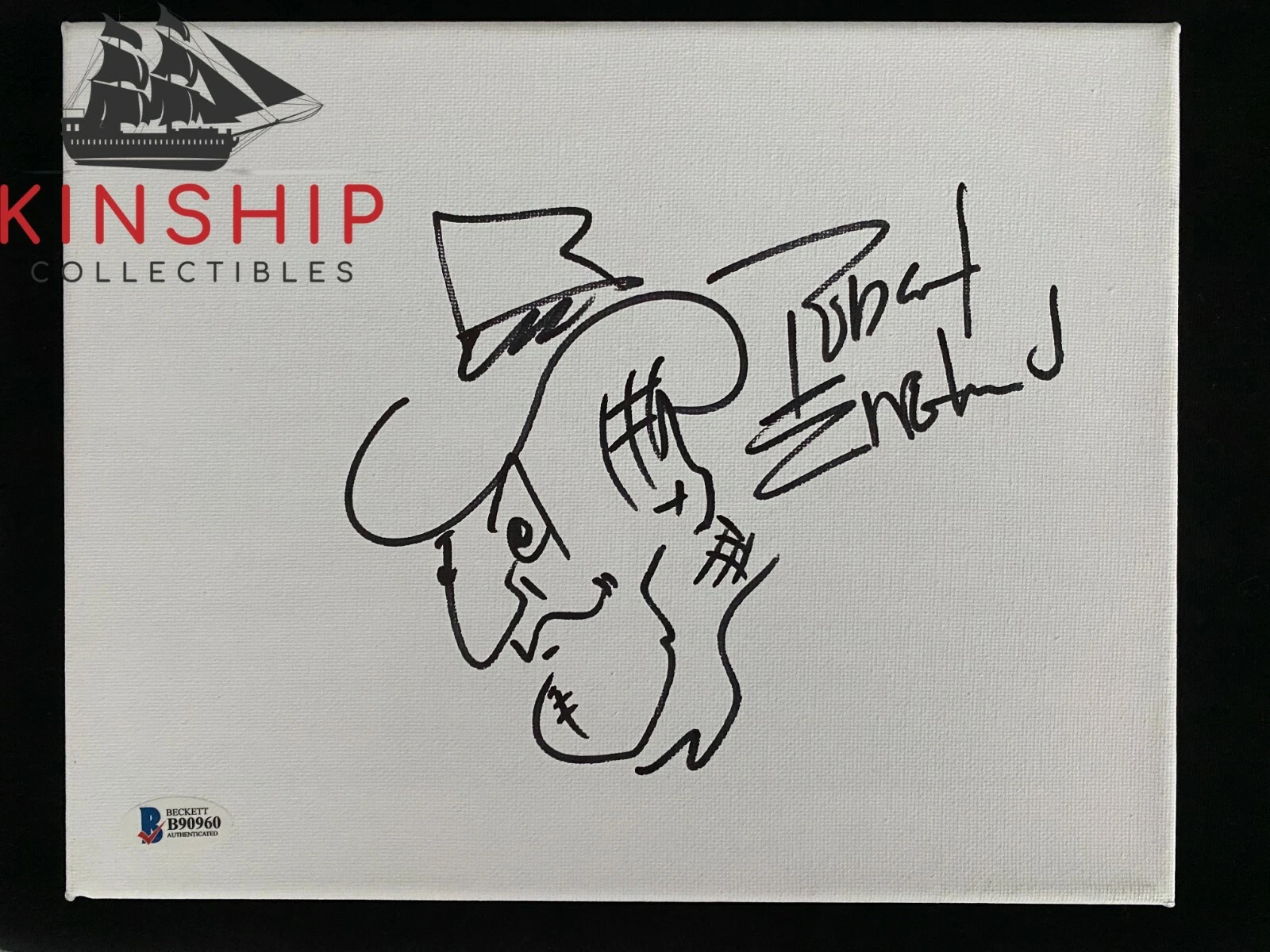 Robert Englund signed Canvas BAS Beckett Inscribed Sketch Freddy Krueger Z650
