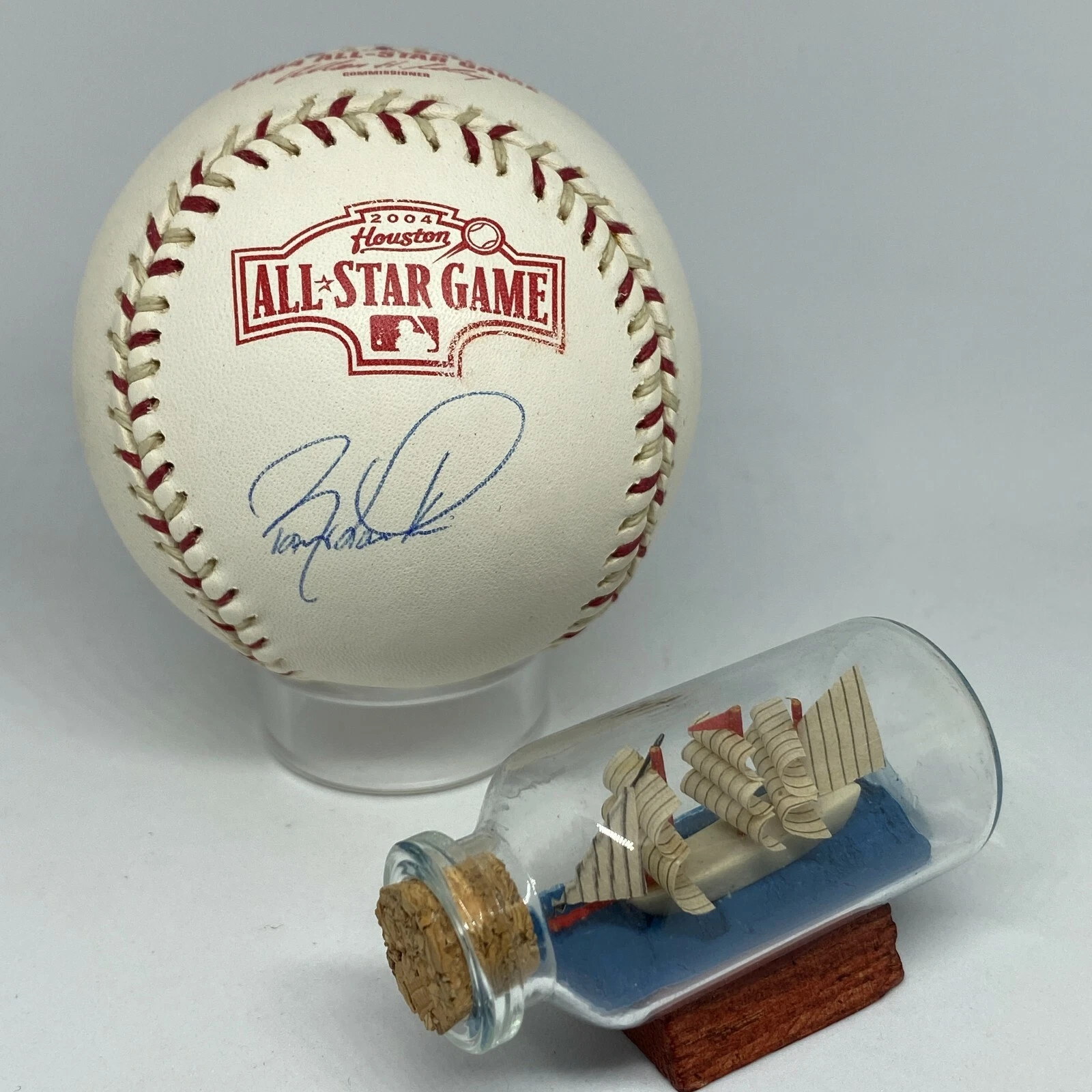 Barry Larkin signed Rawlings 2004 All Star Logo Baseball JSA COA Reds HOF A2229
