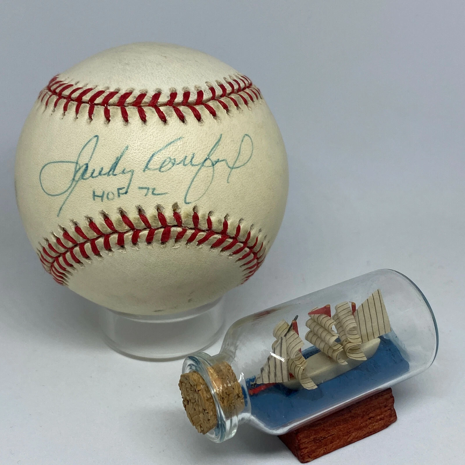 Sandy Koufax signed ONL Baseball JSA LOA Inscribed HOF 72 Dodgers HOF Cy A2249
