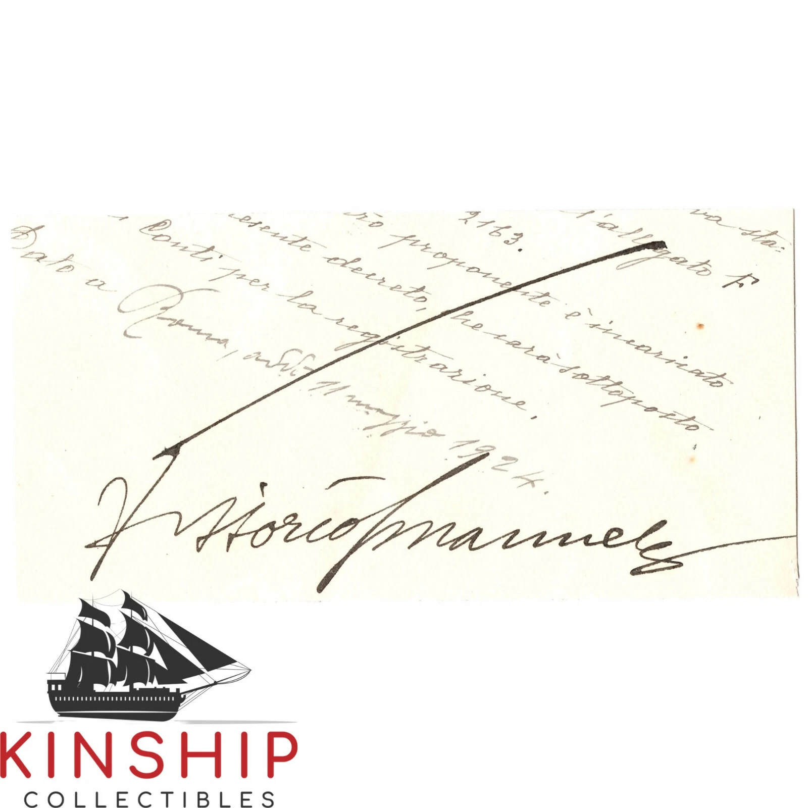 Vittorio Emanuele III signed Cut JSA COA King of Italy d.1947 WW2 Rare Auto Z864

