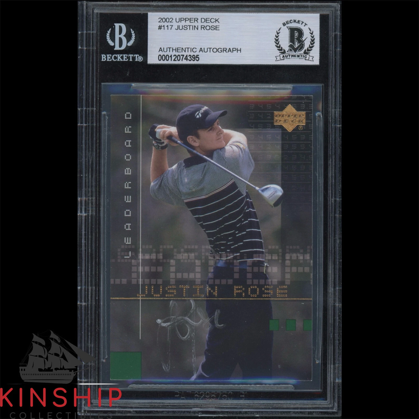 Justin Rose signed 2002 Upper Deck Rookie Card Beckett BAS Slabbed Auto C526
