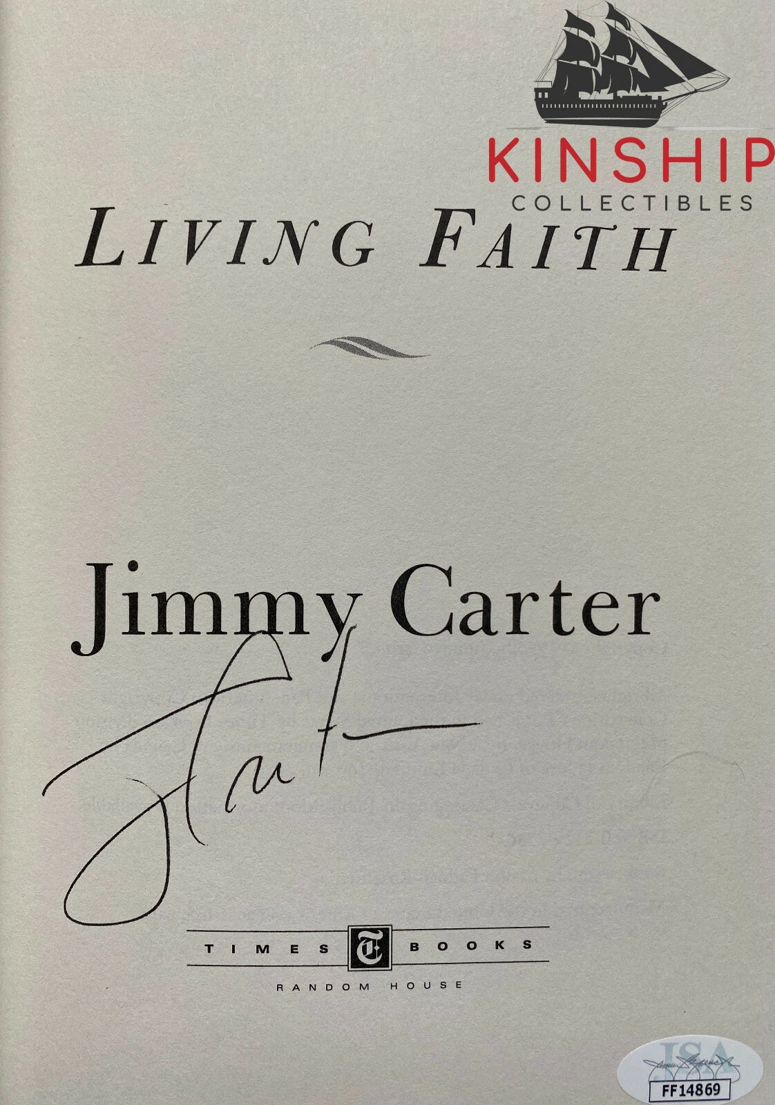 President Jimmy Carter signed Living Faith Book JSA COA Bold Auto E111
