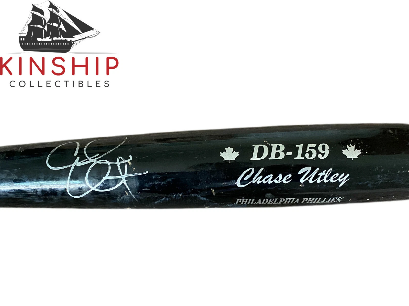 Chase Utley Period signed 2003 Game Used Bat JSA LOA Phillies Auto HOF Rare K15

