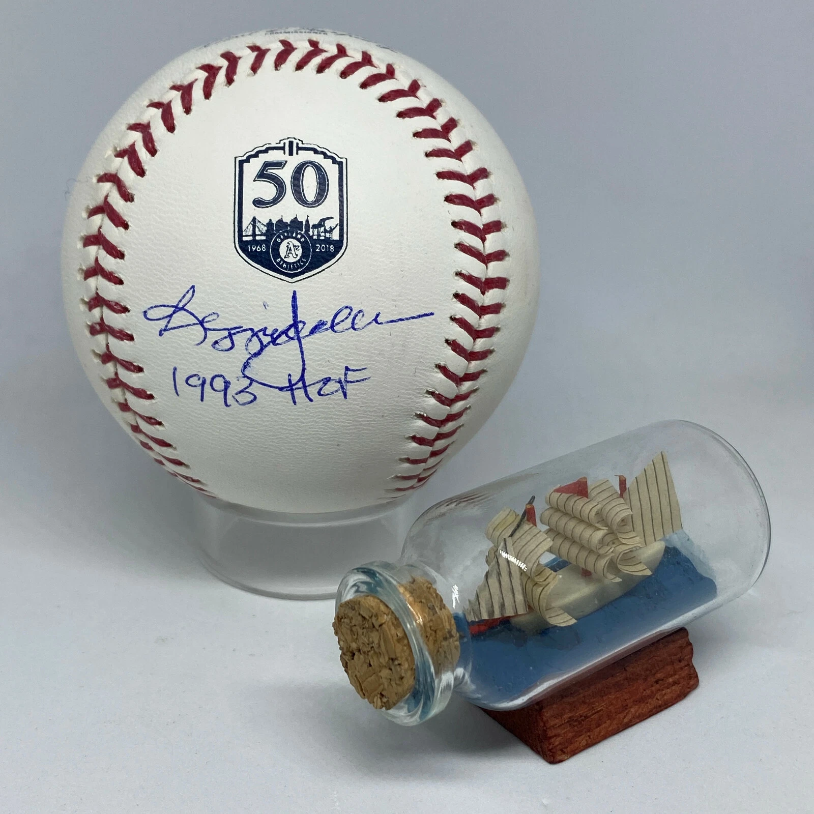Reggie Jackson signed Rawlings A's 50th Logo Baseball JSA Auto Inscribed A2318

