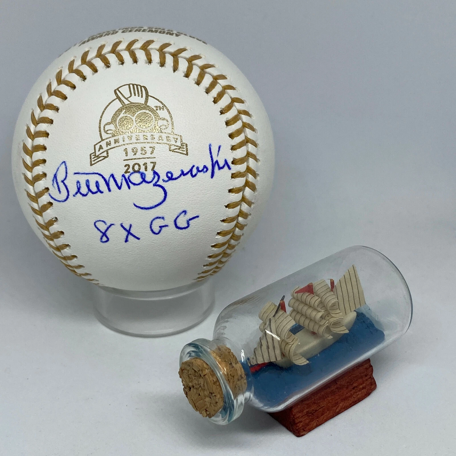 Bill Mazeroski signed Rawlings Gold Glove Logo Baseball JSA Inscribed HOF A17
