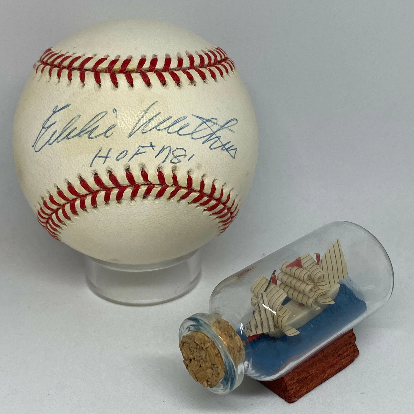 Eddie Mathews signed Rawlings ONL Baseball JSA COA Inscribed HOF Braves A2343
