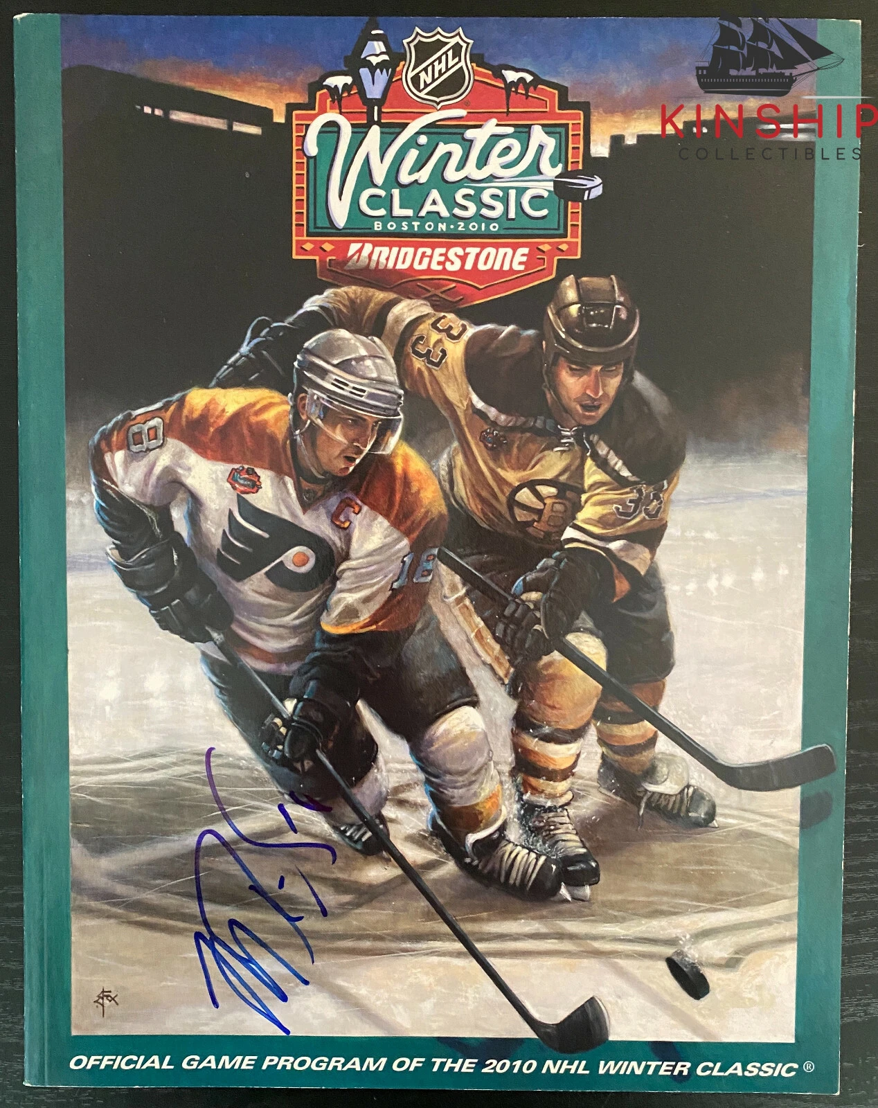 Mike Richards signed 2012 Winter Classic Program JSA COA Flyers Bruins E131
